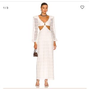 patBO Crochet Cut Out Maxi Dress white